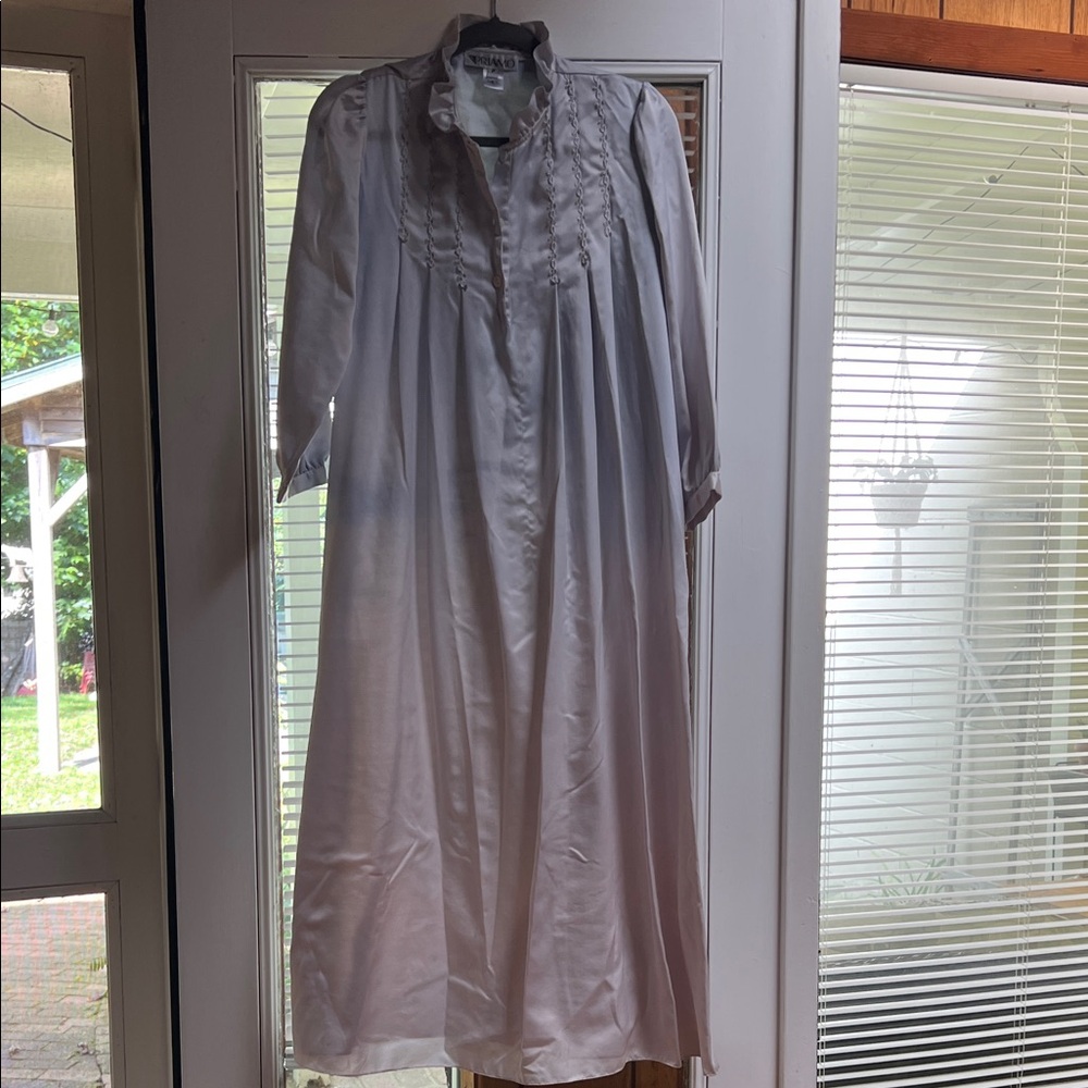 Vintage Grey Blue Long Sleeve Nightgown Sz P